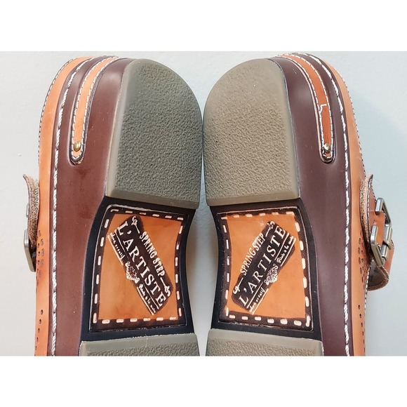 L'Artiste by Spring Step | Orange Tan | Leather Buckled Clog Size 40 US 9.5 - Picture 11 of 11